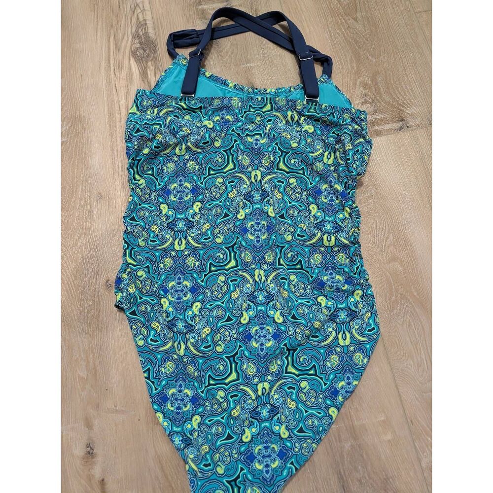 Title Nine One Piece Moroccan Tile Boho Swimsuit Women's Large Adjustable - Picture 2 of 13
